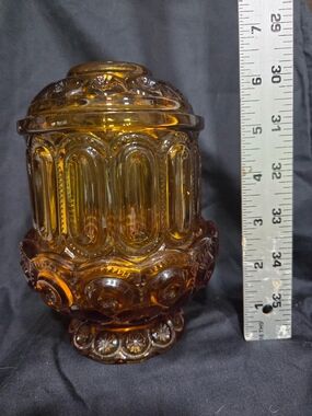 Amber glass LE Smith "Moon and Stars" fairy lamp